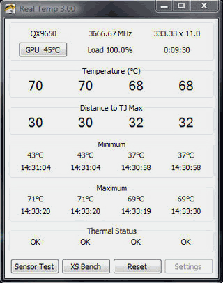 Диагностика: Real Temp v.3.65 Beta