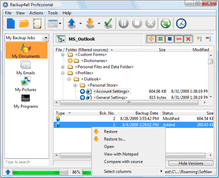 Резервное копирование: Backup4all v.4.5 Build 236