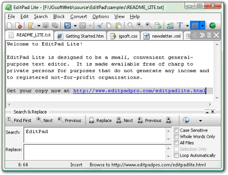 Текстовые редакторы: EditPad Lite v.6.7.0