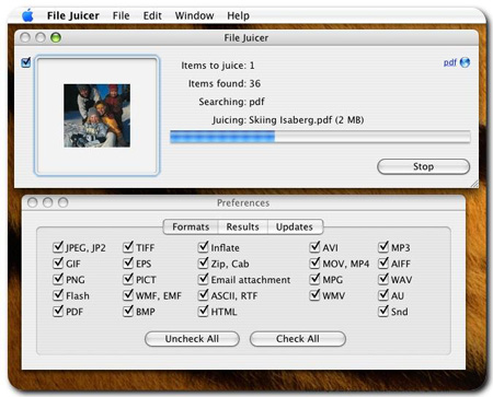 File Juicer 4.27 для Mac выделяет изображения, звуки и видео из файлов