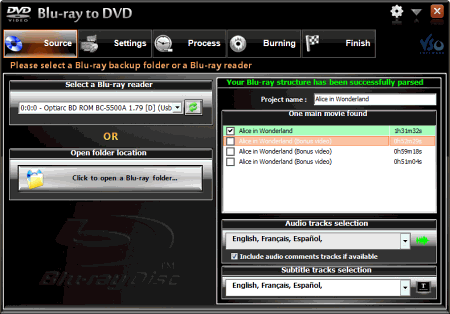 Интерфейс программы Blu-ray to DVD
