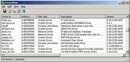 Рабочее окно DriverView