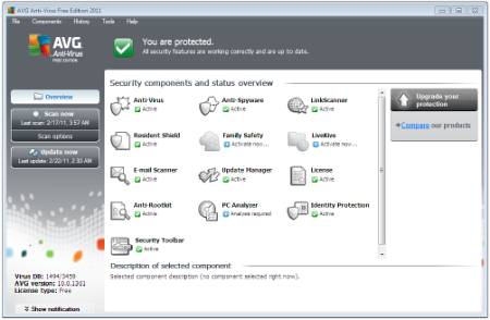 Интерфейс AVG Free Edition