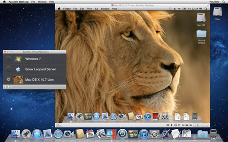 Parallels Desktop 7 позволяет запускать Mac OS X Lion в качестве гостевой ОС