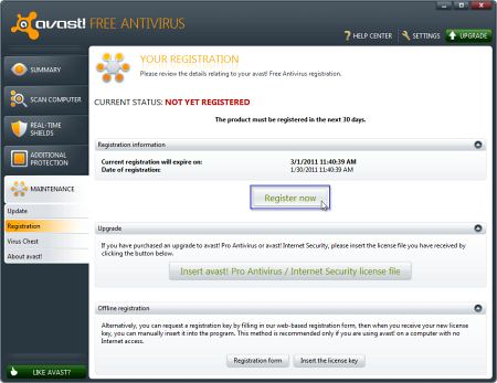 Интерфейс Avast!