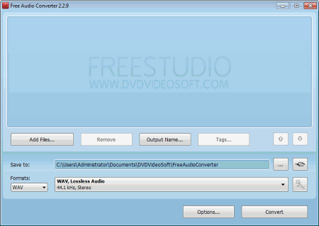 Интерфейс программы Free Audio Converter