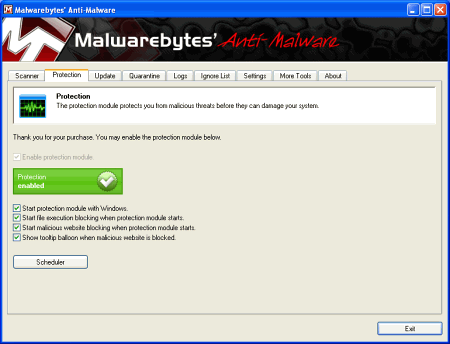 Окно программы Malwarebytes Anti-Malware