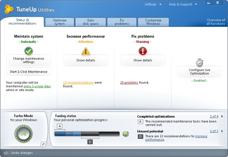 Скриншот программы TuneUp Utilities 2011