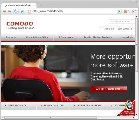 Интерфейс Comodo Dragon