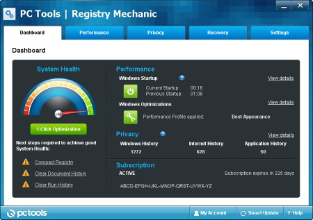 Интерфейс Registry Mechanic