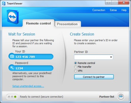 Скриншот окна программы TeamViewer