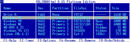 Интерфейс OSL2000 Boot Manager