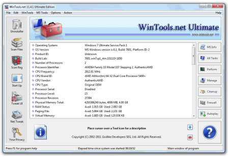 Интерфейс WinTools.net Ultimate