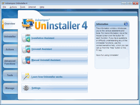 Главное окно Ashampoo UnInstaller