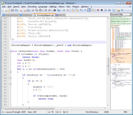 Интерфейс программы Notepad++