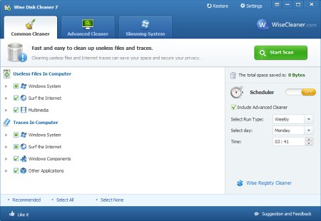 Скриншот рабочего окна Wise Disk Cleaner