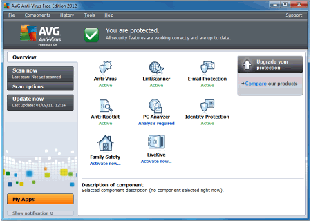 Интерфейс AVG Free Edition