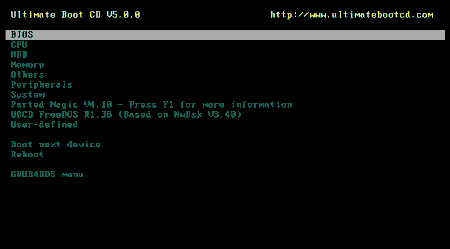 Рабочий экран Ultimate Boot CD
