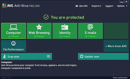 Интерфейс AVG Free Edition