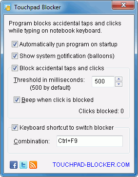 Настройки Touchpad Blocker