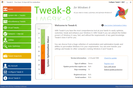 Главное окно Tweak-8