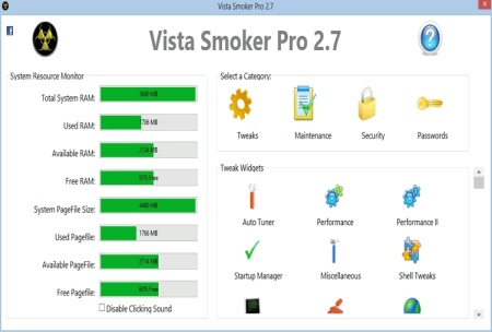 Vista Smoker Pro v.2.7 - утилита для изменения настроек операционных систем Windows Vista