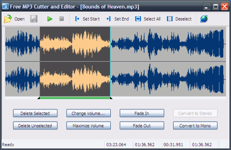 Интерфейс Free MP3 Cutter and Editor