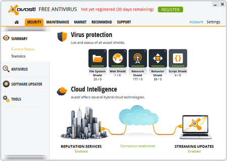 Интерфейс Avast!