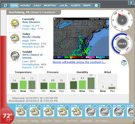 Интерфейс Weather Watcher Live