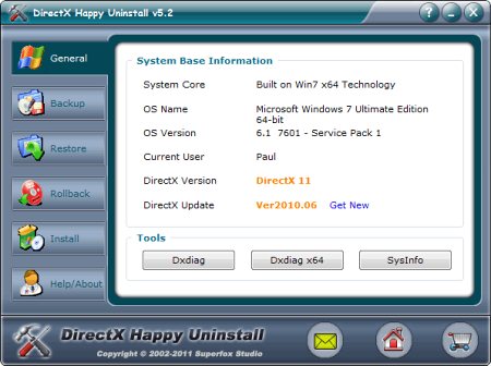 Интерфейс DirectX Happy Uninstall