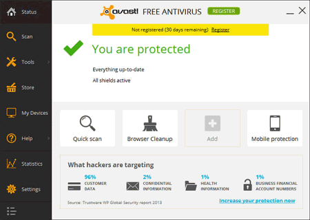 Интерфейс Avast!