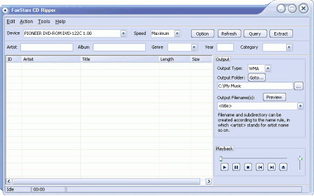 Интерфейс FairStars CD Ripper