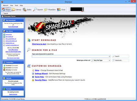 Интерфейс Shareaza