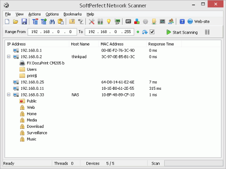 Скриншот программы SoftPerfect Network Scanner