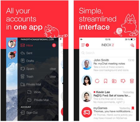 myMail on iOS