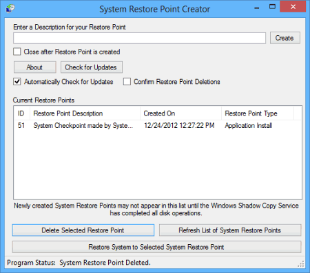 Restore Point Creator