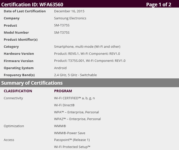 Восьмидюймовый планшет Samsung SM-T375S будет стоить около $100