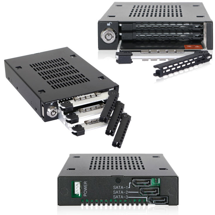 Каждый накопитель монтируется в лотке EZ Slide Slim, рассчитанном на накопители толщиной 7 мм