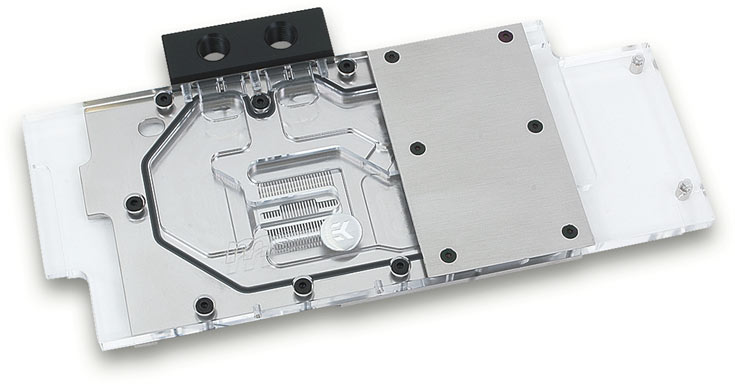 В водоблоке EK-FC R9-390X TF5 используется разделение потока охлаждающей жидкости