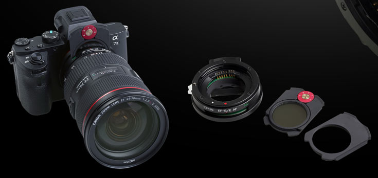 Переходник Kipon EF-S/E AF ND позволяет использовать вставной нейтральный фильтр