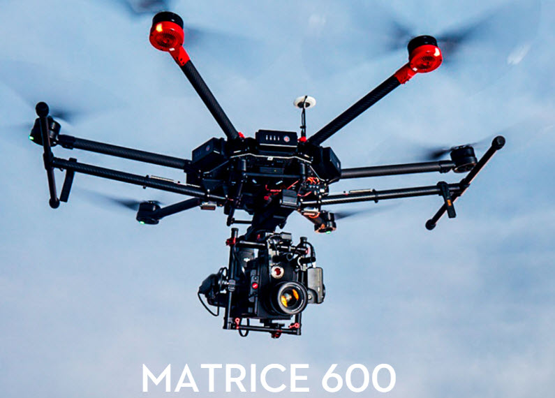 Дрон DJI Matrice 600, который позволяет транслировать видео в разрешении 1080р при 60 к/с на расстоянии до 5 км, оценен в $4600