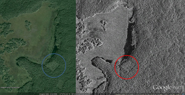 Специалисты Канадского космического агентства изучили район предполагаемого местонахождения города с помощью спутника RADARSAT-2