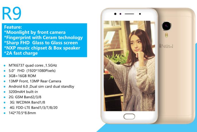 Смартфон iNew Pandora R9 ориентирован на любителей селфи