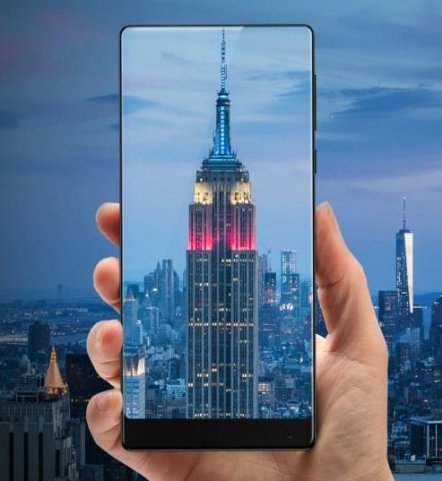 Смартфон Xiaomi Mix выделяется на фоне конкурентов отсутствием рамок с трех сторон дисплея