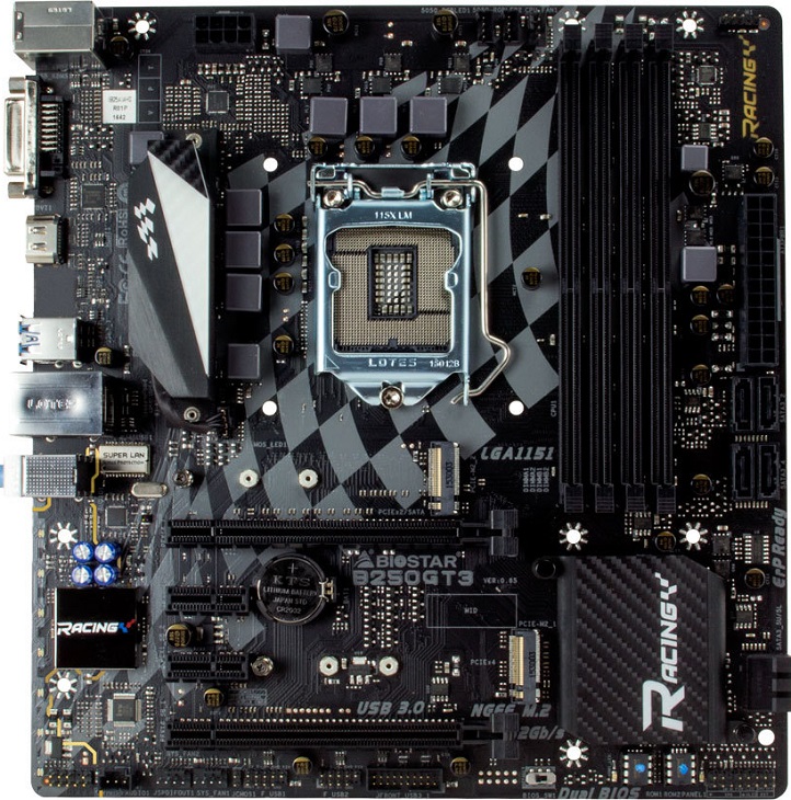 Платы Biostar Racing B250GT5 и B250GT3 относятся к флагманской серии, несмотря на цену