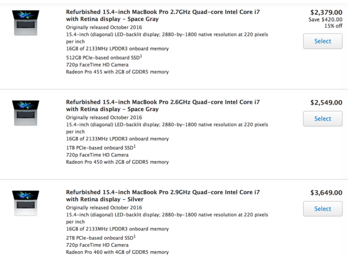 Apple начала продавать восстановленные MacBook Pro с панелью Touch Bar