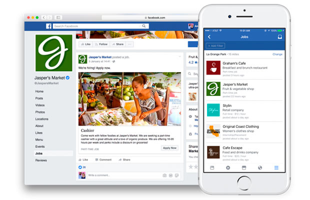 Facebook запустил сервис для публикации вакансий и отправки резюме