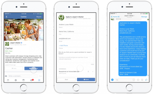 Facebook запустил сервис для публикации вакансий и отправки резюме