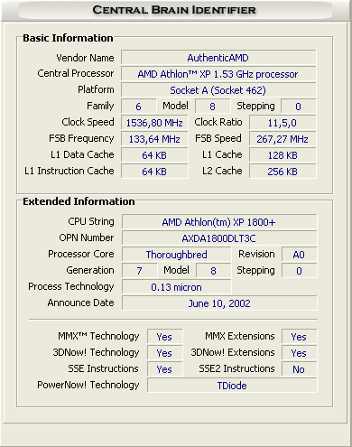 Диагностика: Central Brain Identifier v.8.0.0.8 Build 0606 Final