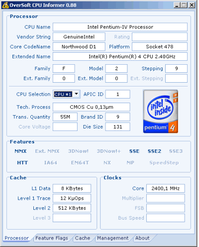 Диагностика: OverSoft CPU Informer v.1.0 Beta